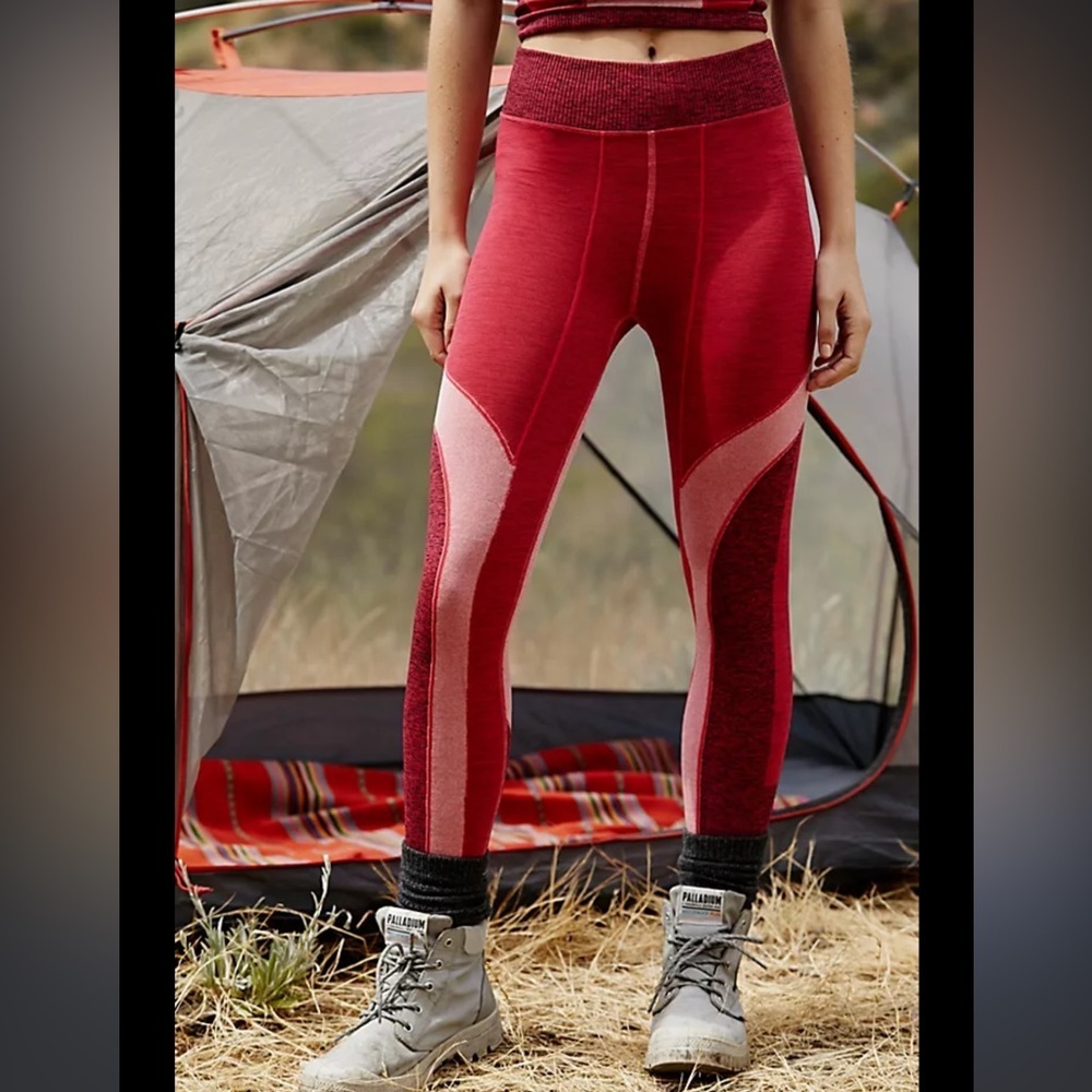 FP MOVEMENT high life 7/8 leggings high rise new with tags red and pink xs small